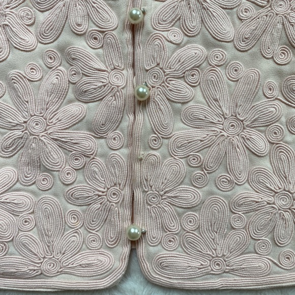 Vintage Maggie London floral embroidered pink jacket size 8 - Picture 6 of 7